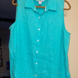 Tommy Bahama Sleeveless Button-Down in Turquoise